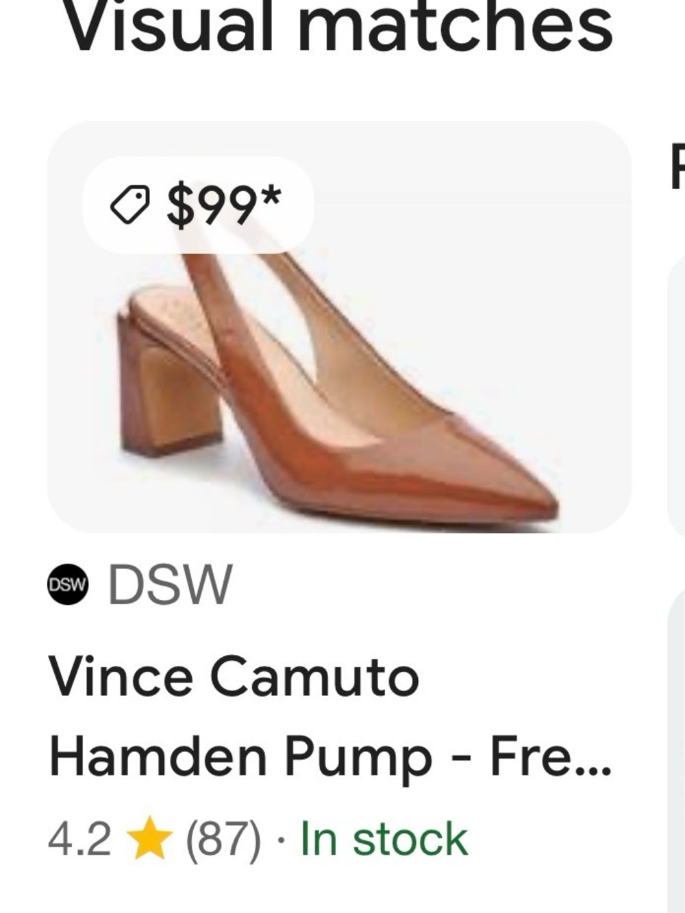 VINCE CAMUTO SZ 9 Point toe slingback block heel cognac - Picture 9 of 9